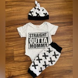 Straight outta mommy onesie set